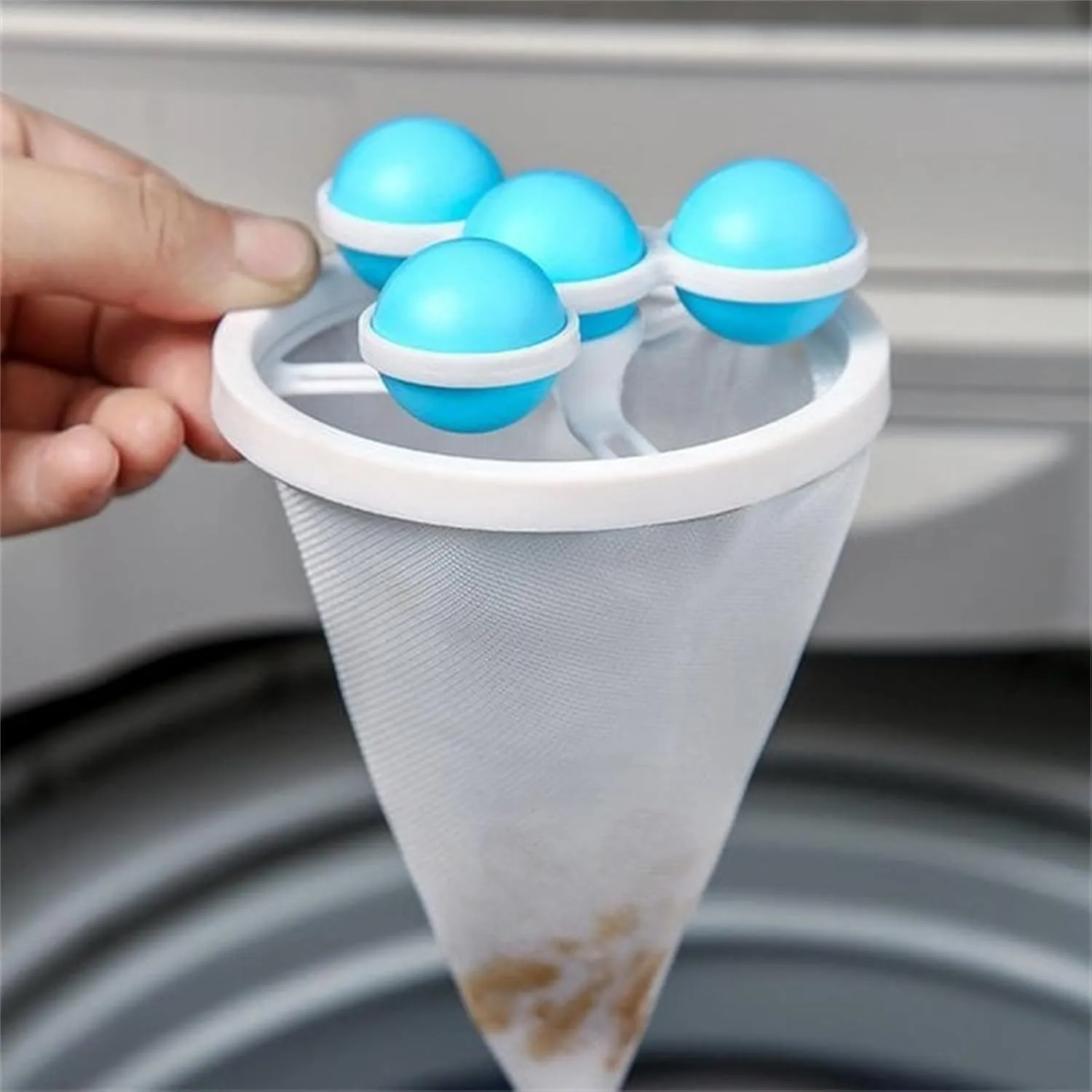 3/6Piece Symmetry Floating Hair Filtering Mesh Removal, 2024 New Reusable Washing Machine Hair Filter Cleaning Mesh Bag, Vogueegs Lint Catcher for Washing Machine (3Piece Mix)