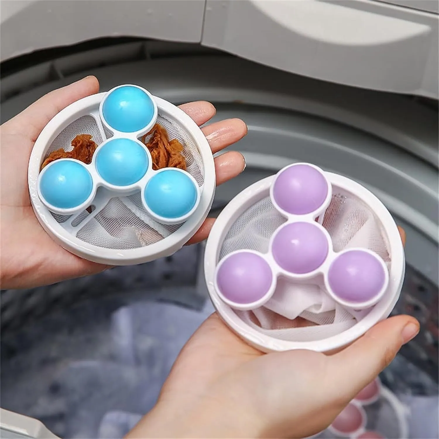 3/6Piece Symmetry Floating Hair Filtering Mesh Removal, 2024 New Reusable Washing Machine Hair Filter Cleaning Mesh Bag, Vogueegs Lint Catcher for Washing Machine (3Piece Mix)