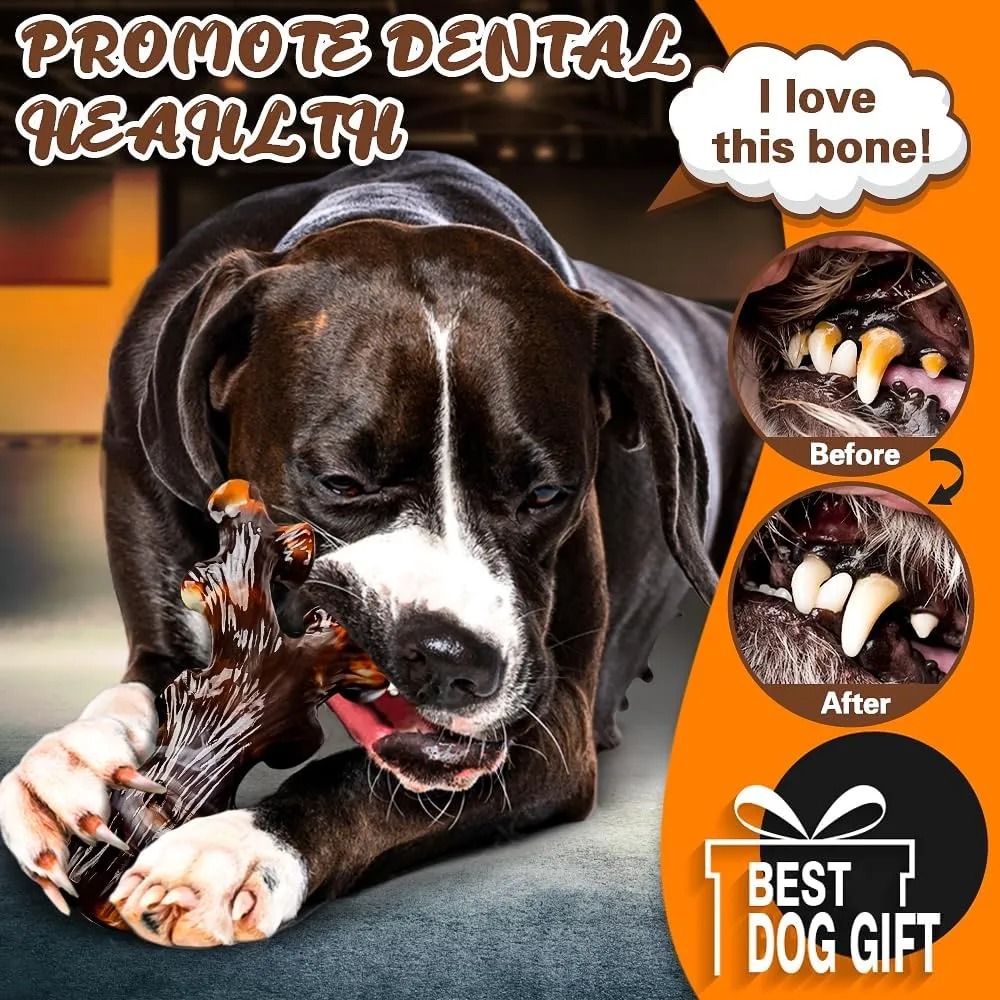 4 Pack Dog Chew Toys for Aggressive Chewers - Tough Indestructible Dog Toys with Bacon Flavor- Durable Nylon Bones Toy for Large Medium Breed - Puppy Gifts
