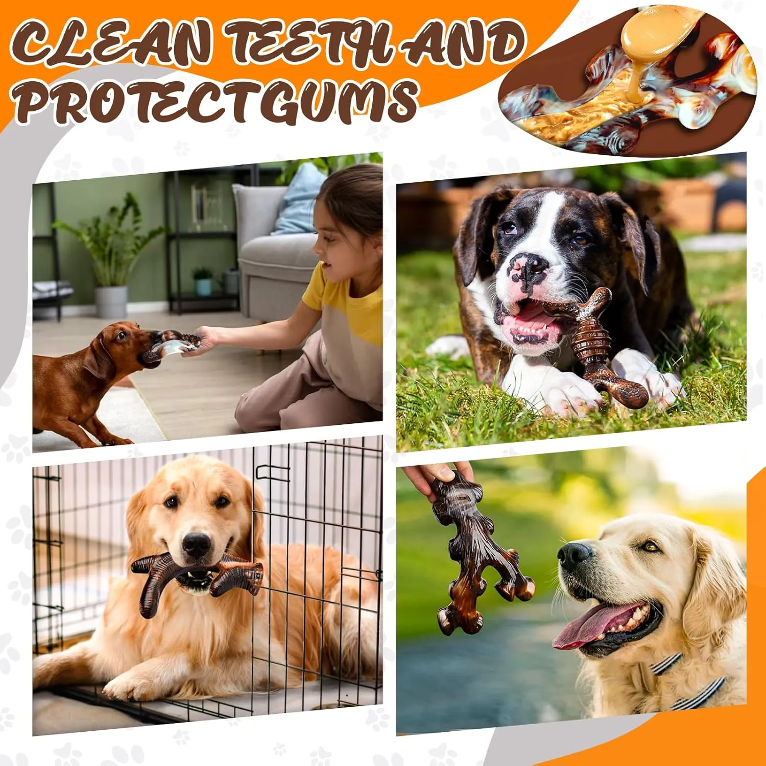 4 Pack Dog Chew Toys for Aggressive Chewers - Tough Indestructible Dog Toys with Bacon Flavor- Durable Nylon Bones Toy for Large Medium Breed - Puppy Gifts