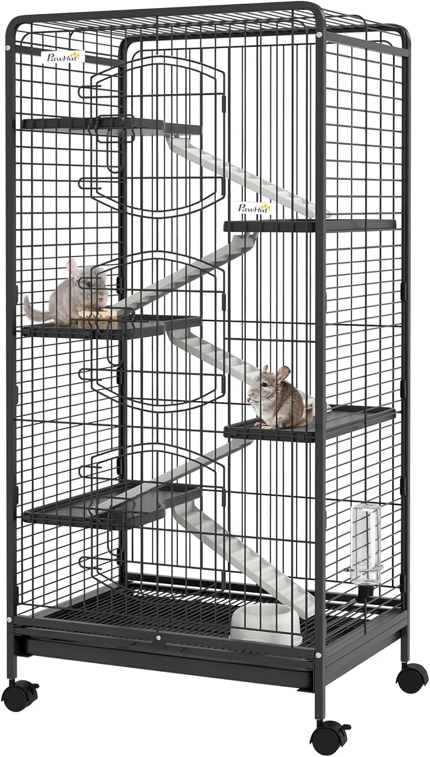 6-Level Multi-Level Steel Small Animal Cage with Removable Tray, Ramp, & Accessories for Rabbits, Chinchillas, & More!