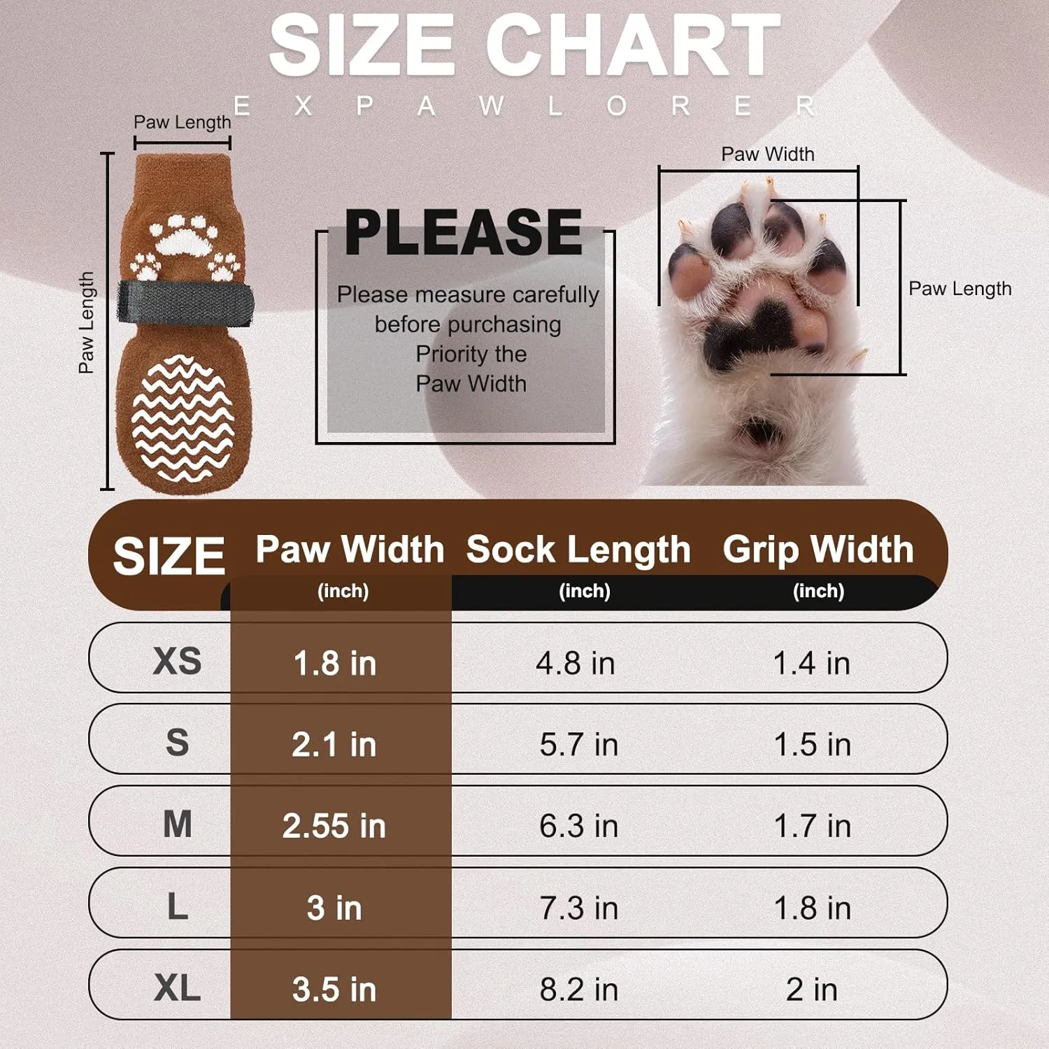 Anti Slip Dog Socks with Grippers for Hardwood Floors, Dog Shoes for Hot/Cold Pavement, Boots & Paws Protectors to Prevent Licking, Traction Booties for Senior Small Large Dogs