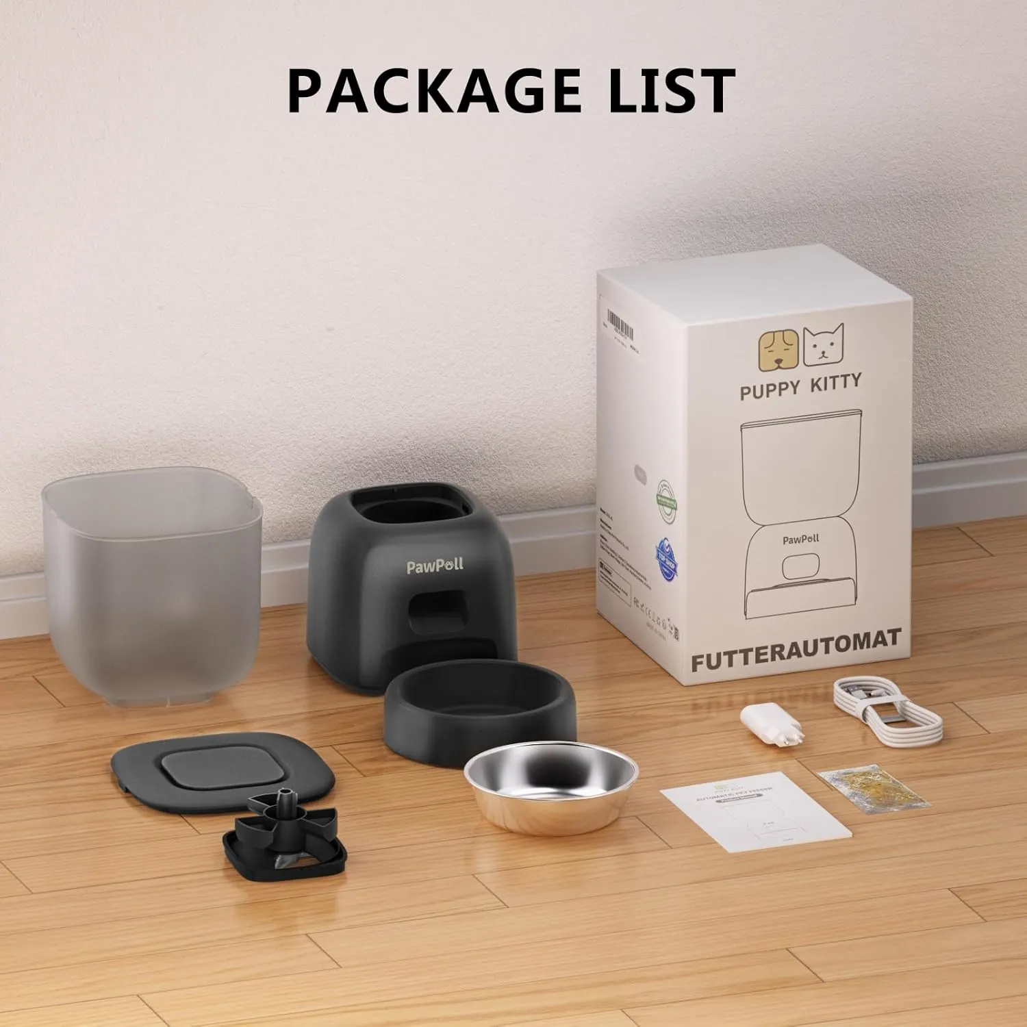 Automatic Cat Feeder and Water Dispenser - Timed Pet Dry Food Dispenser Programmable Portion Control Pet Feeder Dual Power Supply Cats Food Dispenser with Desiccant Bag