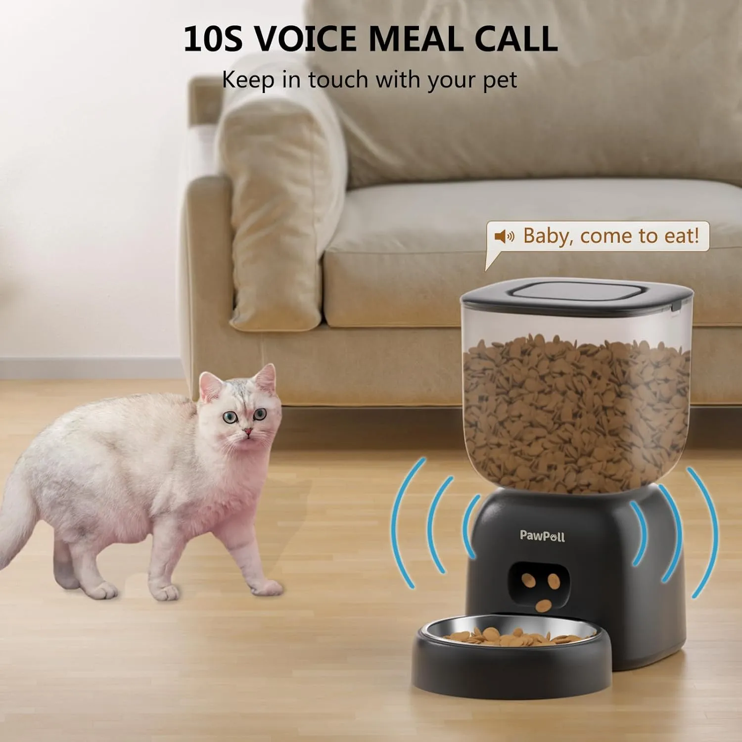 Automatic Cat Feeder and Water Dispenser - Timed Pet Dry Food Dispenser Programmable Portion Control Pet Feeder Dual Power Supply Cats Food Dispenser with Desiccant Bag