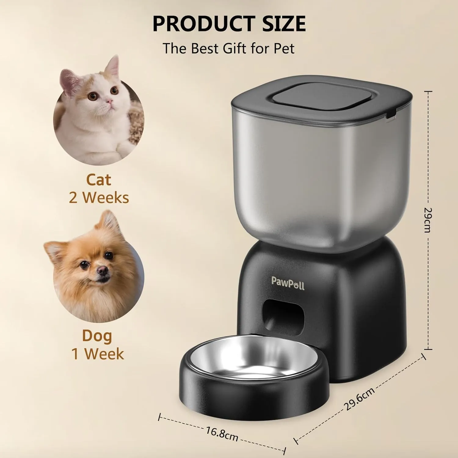 Automatic Cat Feeder and Water Dispenser - Timed Pet Dry Food Dispenser Programmable Portion Control Pet Feeder Dual Power Supply Cats Food Dispenser with Desiccant Bag