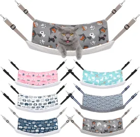 Barydat 6 Pcs Reversible Cat Hammocks Bed 18.9 x 15 Inch Soft Breathable Pet Ferret Cage Double Sided Hanging Hammock with Adjustable Straps for Kitten Puppy or Small Pet (Plush)