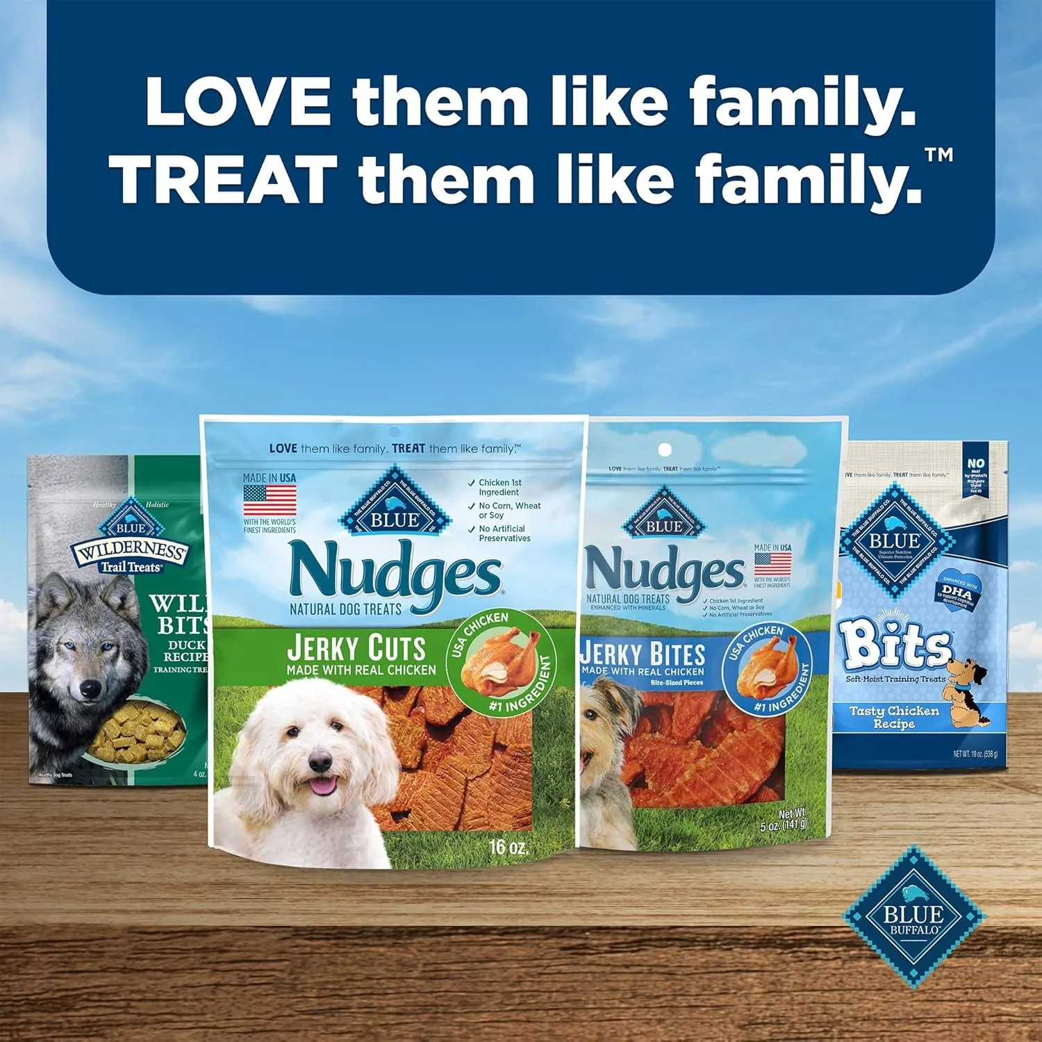 Blue Buffalo Nudges Jerky Bites Dog Treats, Made in the USA with Natural Ingredients, Bite-Sized Pieces, Chicken, 16-Oz Bag