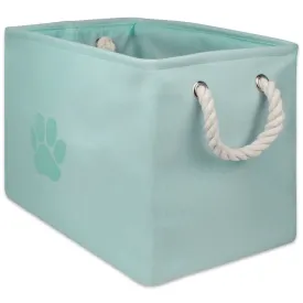 Bone Dry Collapsible Pet Storage Bin, Paw Print, Aqua, Small - 14x8x9"