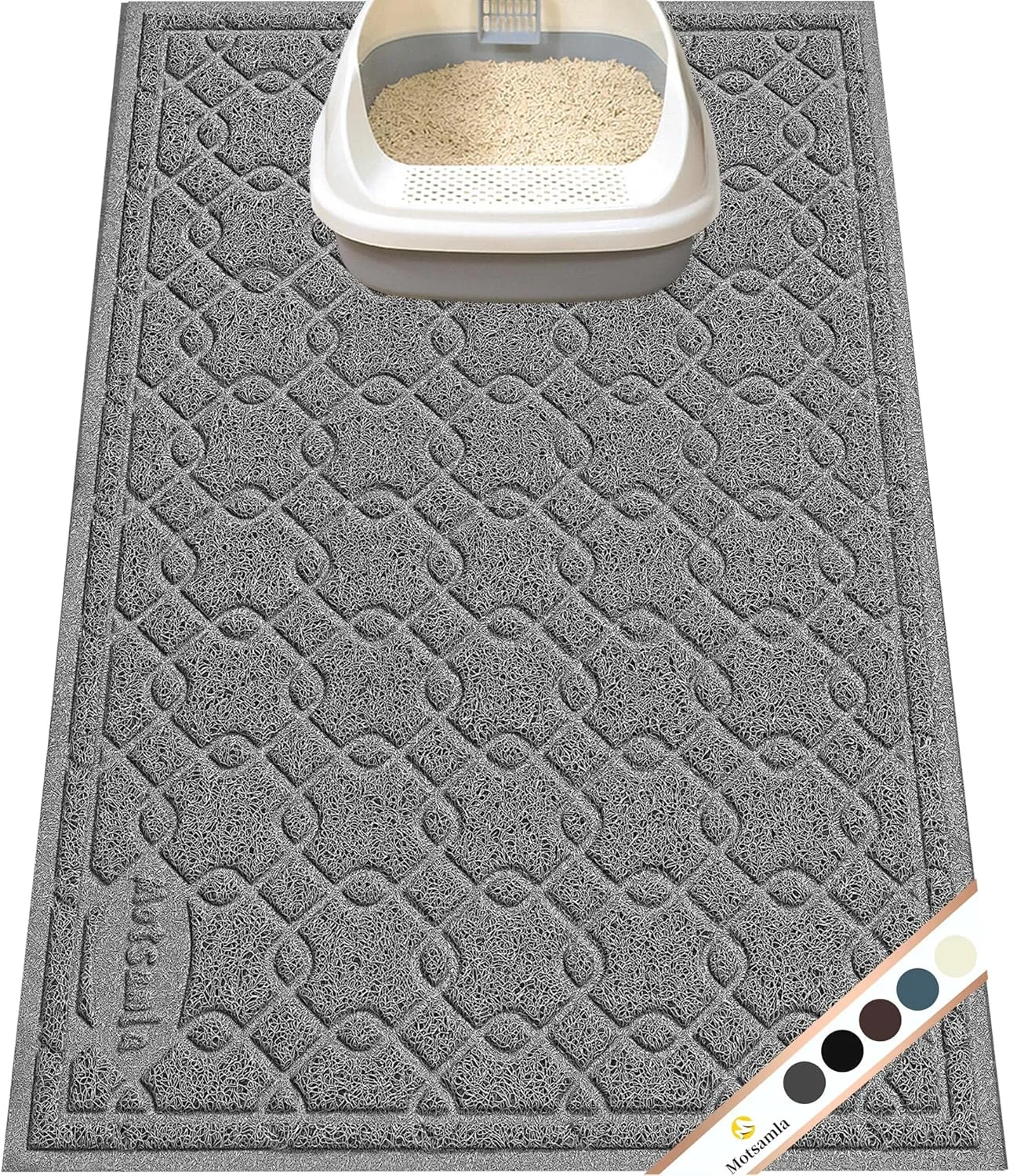 Cat Litter Box Mat, 35" x 24" Large Kitty Litter Trapping Mat Keep Floor Clean, Litter Box Mat Scatter Control, Waterproof, Easy to Clean, Durable Large Size Litter Mats for Floor