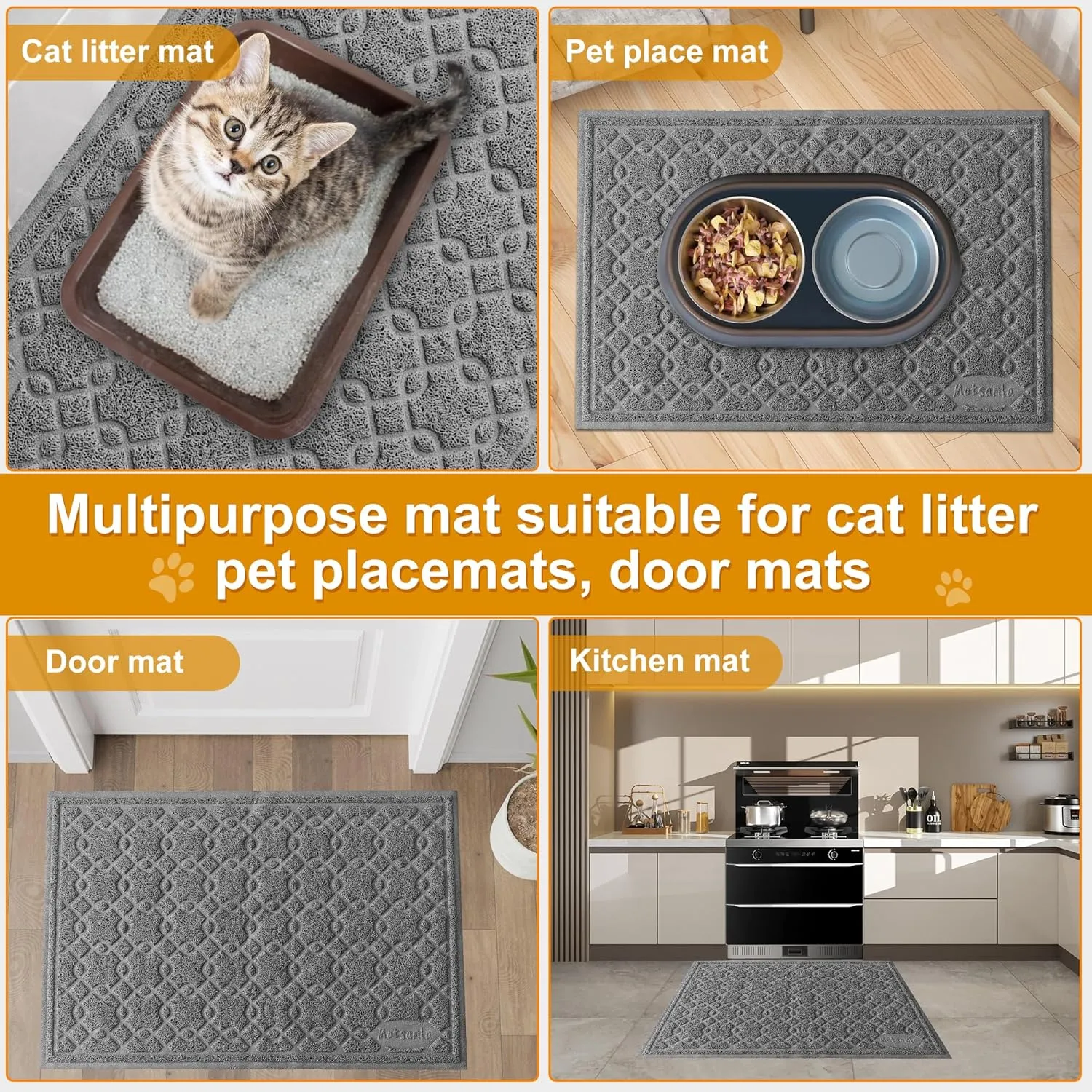Cat Litter Box Mat, 35" x 24" Large Kitty Litter Trapping Mat Keep Floor Clean, Litter Box Mat Scatter Control, Waterproof, Easy to Clean, Durable Large Size Litter Mats for Floor