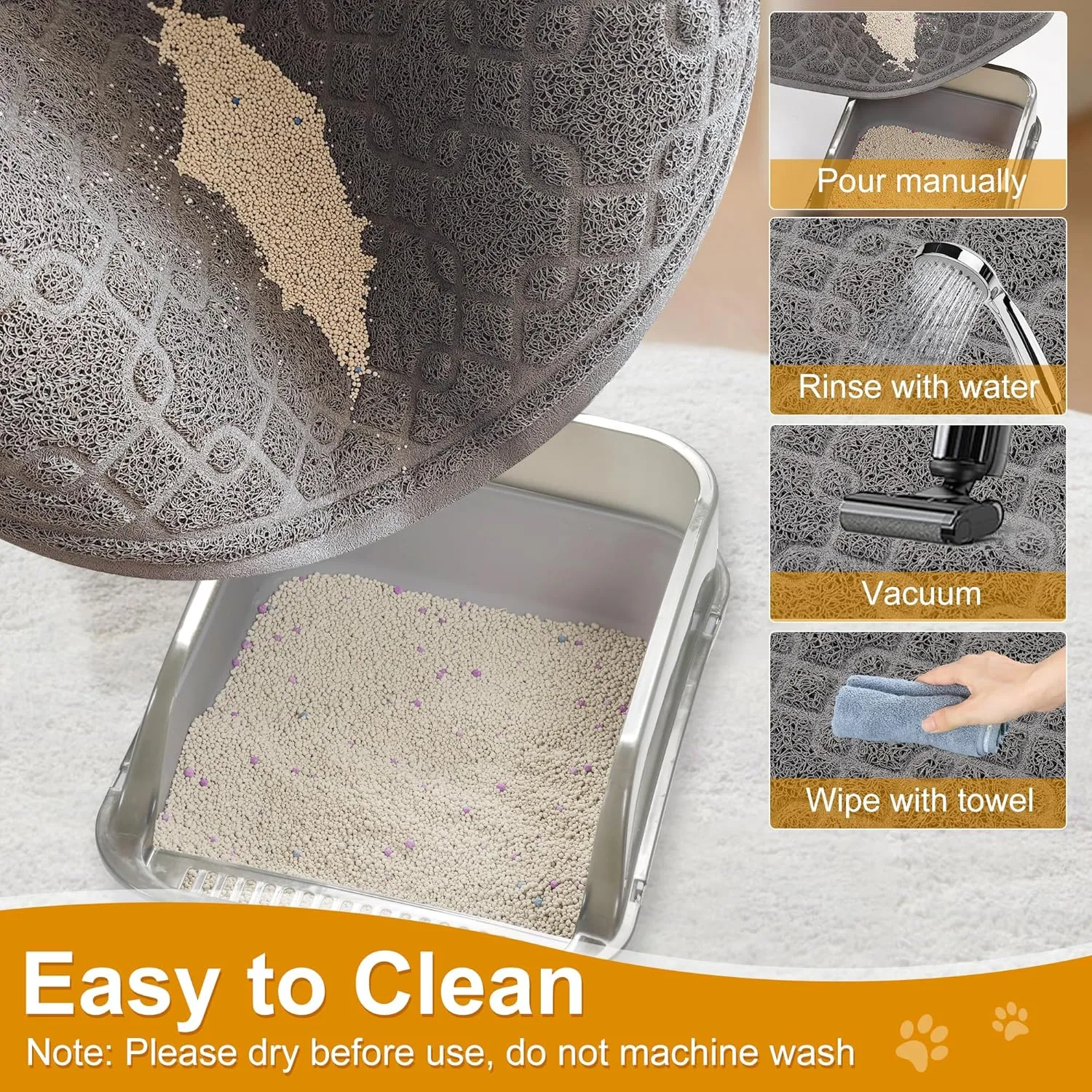 Cat Litter Box Mat, 35" x 24" Large Kitty Litter Trapping Mat Keep Floor Clean, Litter Box Mat Scatter Control, Waterproof, Easy to Clean, Durable Large Size Litter Mats for Floor