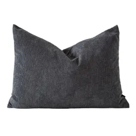Charcoal Corduroy Feather Insert Indoor Cushion - 60cm x 40cm