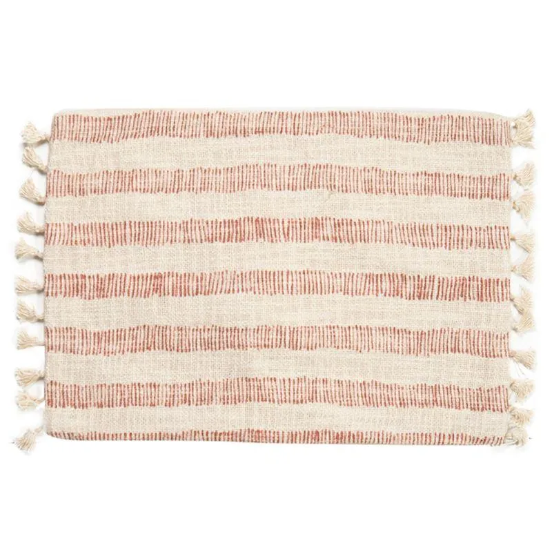 Coral Hand Woven Cotton Slub Cushion - 35cm x 50cm