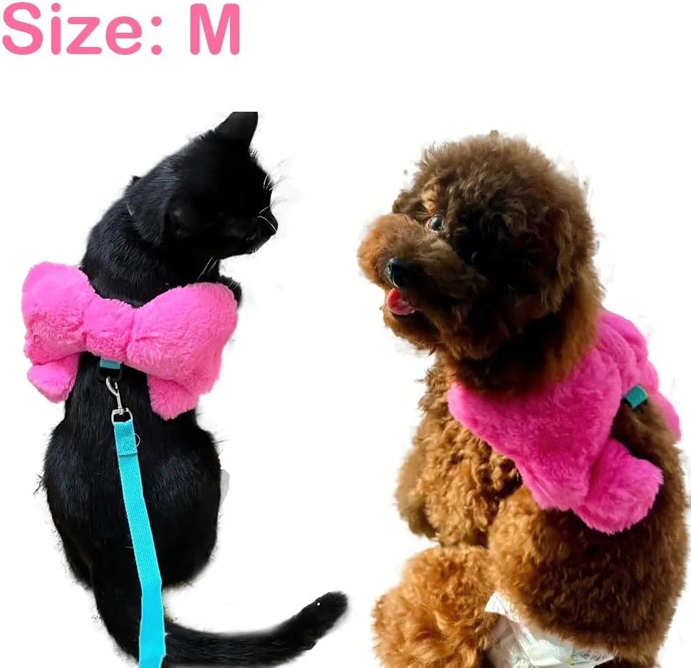 Cute Butterfly Bow Tie Harness and Leash Set for Cats Puppy Small Dogs Adjustable Escape-Proof Harness Leash for Small Breeds