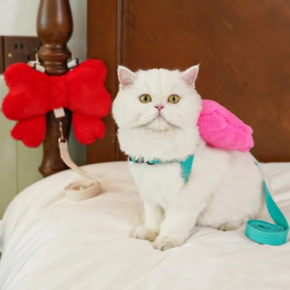 Cute Butterfly Bow Tie Harness and Leash Set for Cats Puppy Small Dogs Adjustable Escape-Proof Harness Leash for Small Breeds