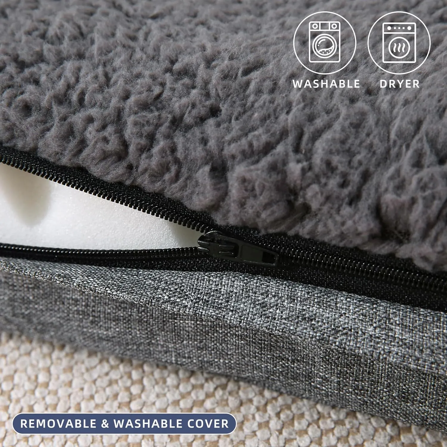 DaysU Dog Bed for Small Dogs, Orthopedic Dog Beds with Removable Washable Cover, Small Egg Crate Foam Pet Bed Mat, Dark Grey, Suitable for Dogs Up to 20 lbs, 30x20x3in