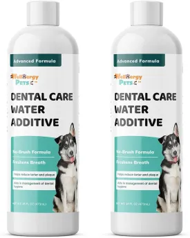 Dental Care Water Additive for Dogs & Cats 2 Pack  No Brush Formula, Oral Hygiene & Fresh Breath, Reduce Plaque and Tartar. 16 FL OZ Each Bottle