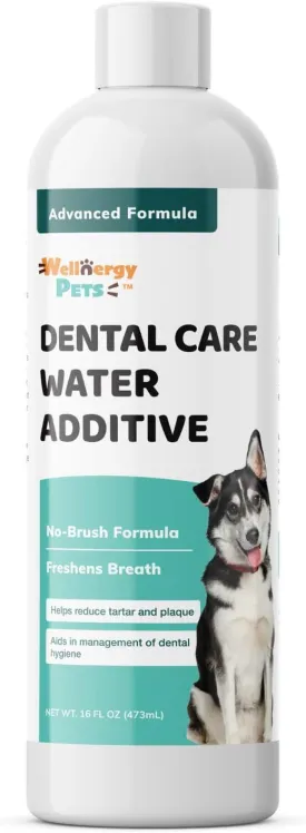 Dental Care Water Additive for Dogs & Cats  No Brush Formula, Oral Hygiene & Fresh Breath, Reduce Plaque and Tartar. 16 FL OZ