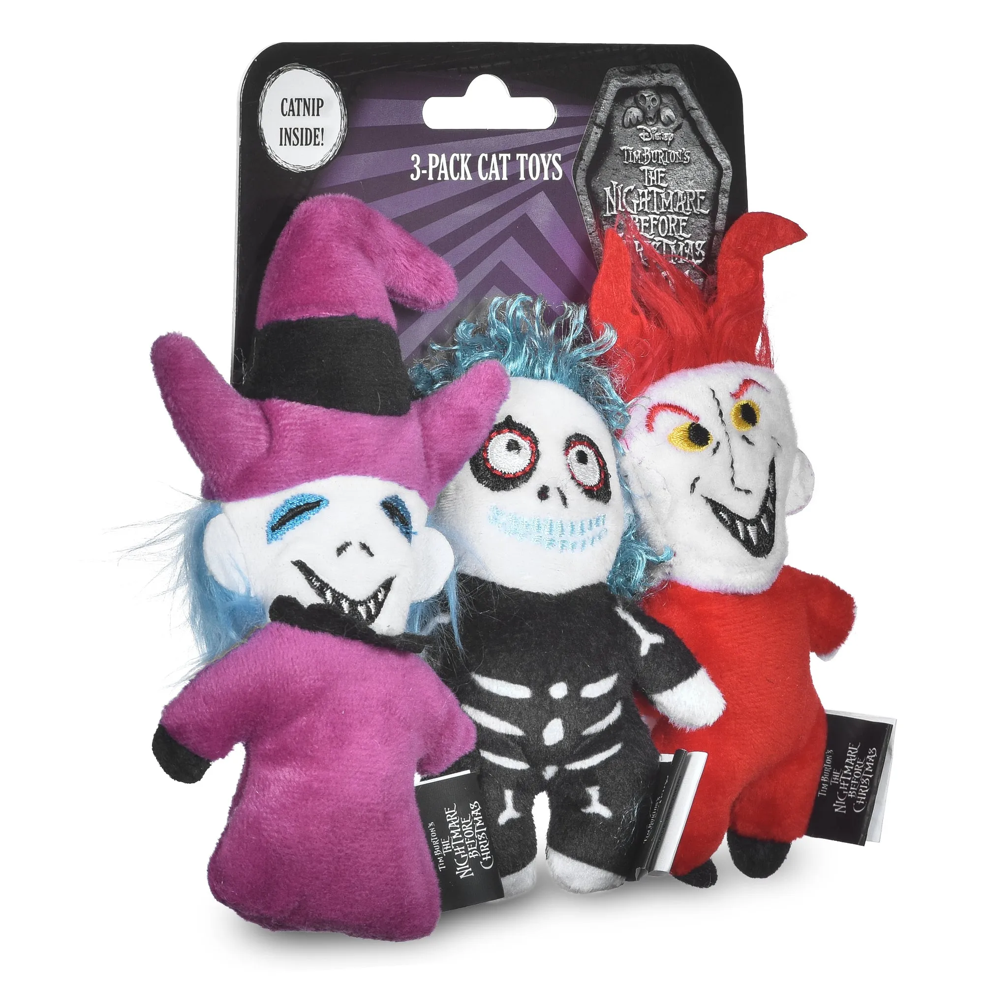 Disney Nightmare Before Christmas: Trick-or-Treaters Shock, Barrel, Lock Plush Catnip Crinkle Cat Toy