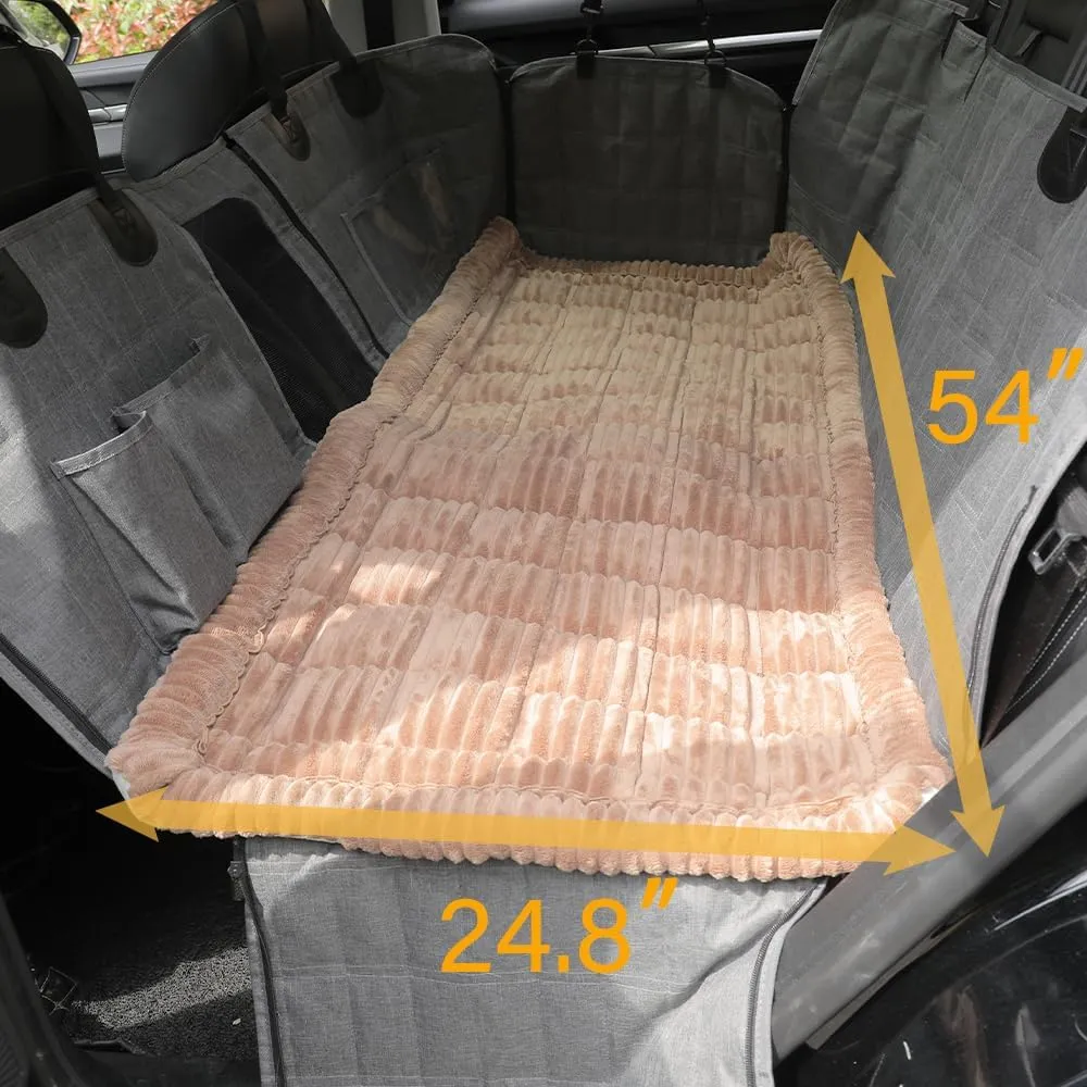 Dog Car Seat Cover for Back Seat, Dog Bed for Car, Fit for Backseat Extenders, Car Seat Protector, Nonslip Soft Durable for Cars Trucks and SUVs (Coffee, 24.8" x 54")