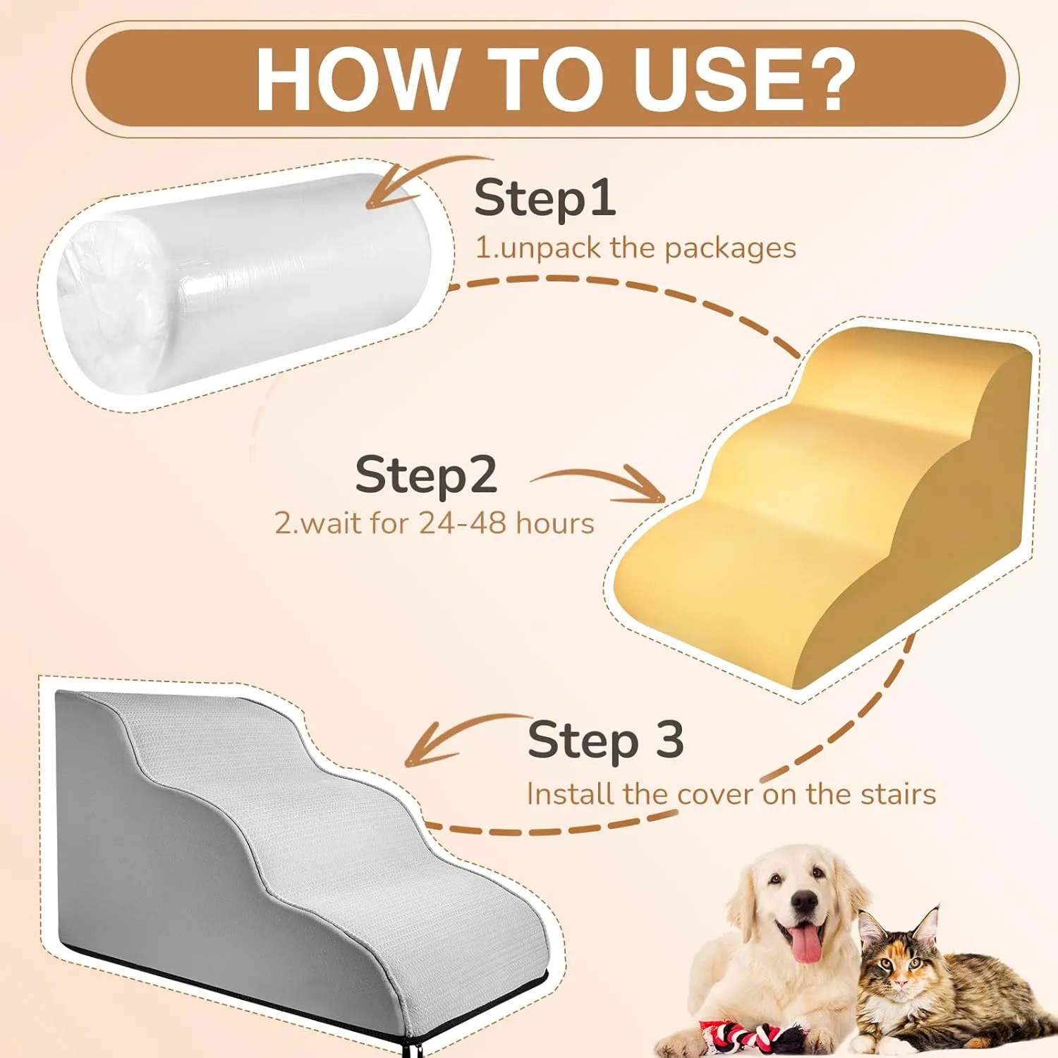 Dog Stairs for Small Dogs 19.7H,Cowhide-Pattern Flocking Fabric,with Cushioning Support Layer,4-Step Dog Steps for High Bed,Couch,Sofa and Chair,Non-Slip Balanced Pet Ramp Indoor, Green