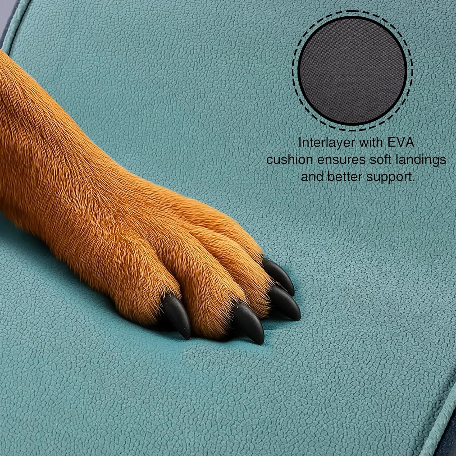 Dog Stairs for Small Dogs 19.7H,Cowhide-Pattern Flocking Fabric,with Cushioning Support Layer,4-Step Dog Steps for High Bed,Couch,Sofa and Chair,Non-Slip Balanced Pet Ramp Indoor, Green