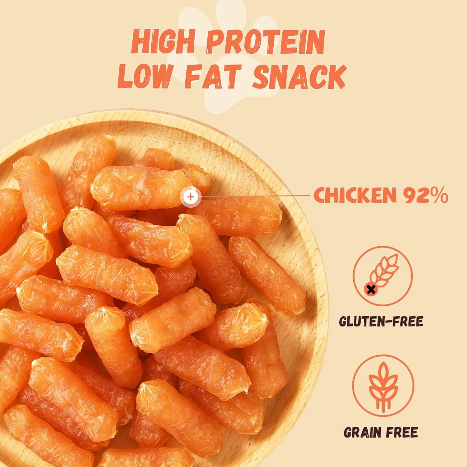 Dog Treats Chicken Sausage, Natural Chicken Jerky Training Treats for Dogs with Glucosamine, Chondroitin, MSM and Taurine, Low Fat Soft Chewy Snacks, 10.58 oz