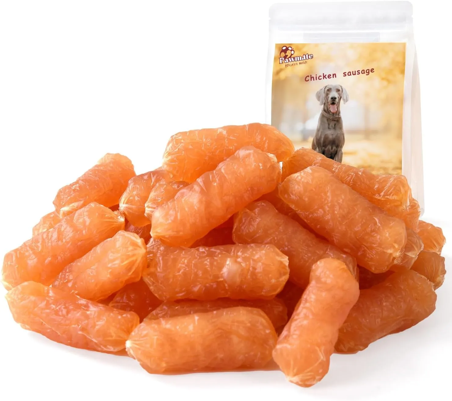 Dog Treats Chicken Sausage, Natural Chicken Jerky Training Treats for Dogs with Glucosamine, Chondroitin, MSM and Taurine, Low Fat Soft Chewy Snacks, 10.58 oz