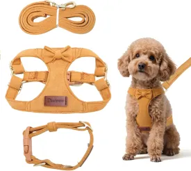 Dog Vest Harness Collar and Leash Set, No Pull Pet Vest Harnesses with 4.9ft Leash & Safety Buckle, Adjustable Dog Vest Harness Leashs for Small Medium Dogs Puppy Cats Training Walking (Yellow XXS)