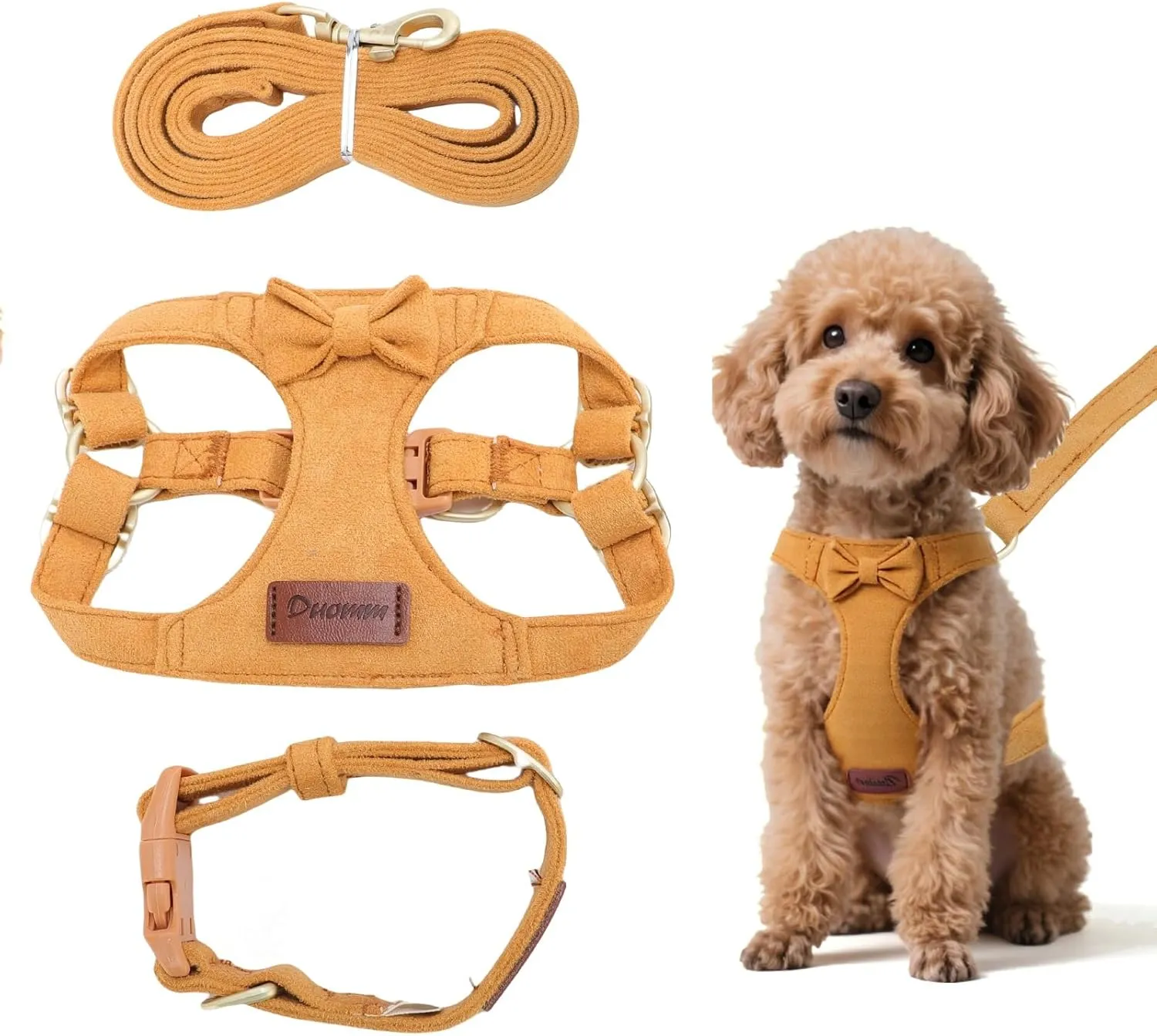 Dog Vest Harness Collar and Leash Set, No Pull Pet Vest Harnesses with 4.9ft Leash & Safety Buckle, Adjustable Dog Vest Harness Leashs for Small Medium Dogs Puppy Cats Training Walking (Yellow XXS)