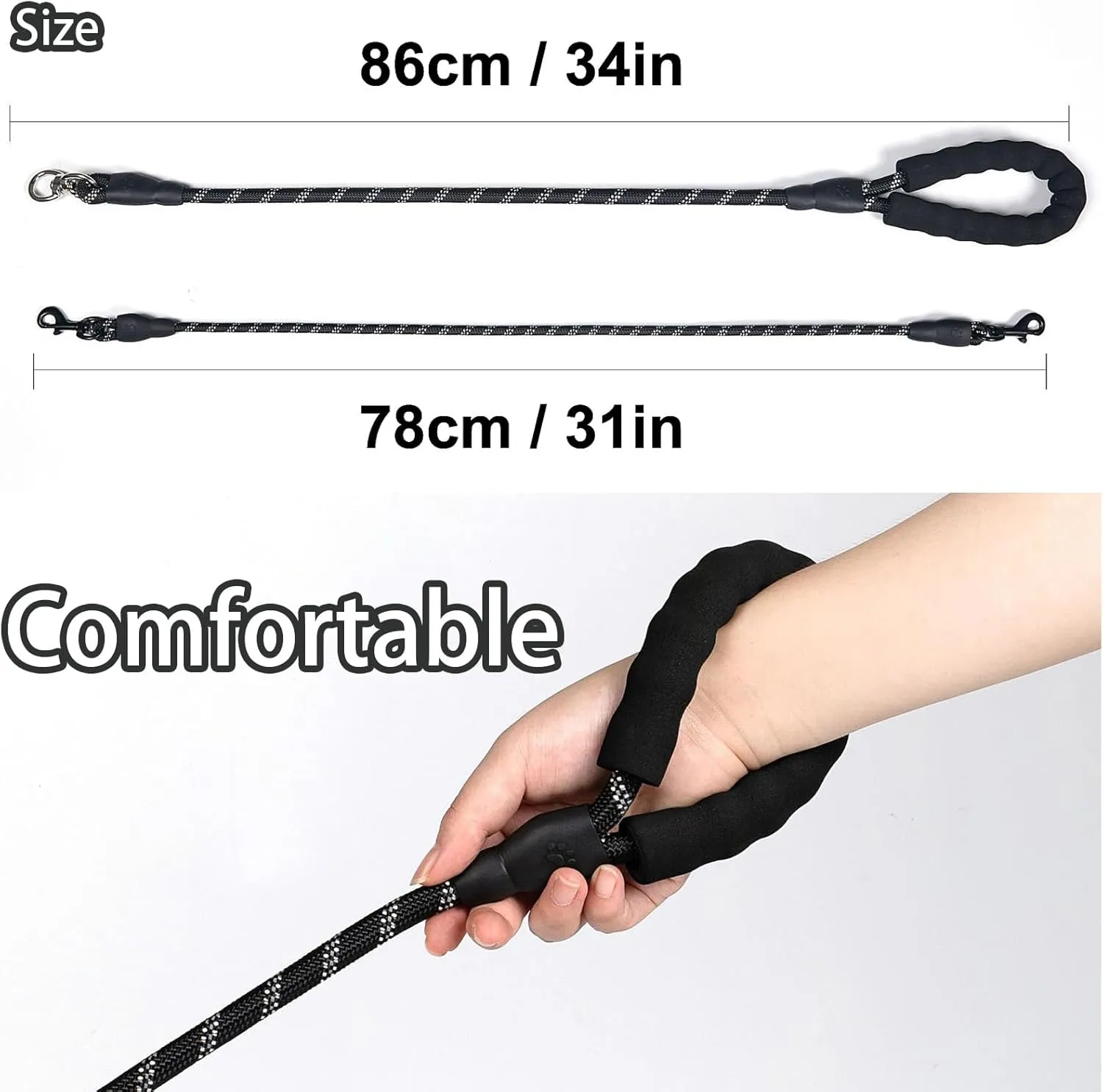 Double Bungee Leash - 1st Step Training Tool, Double Bungee Dog Leash, 360 Swivel No Tangle Walking & Training Leashes, Shock Absorbing Reflective for Small Medium Large Dogs (Black, Triple Leash)