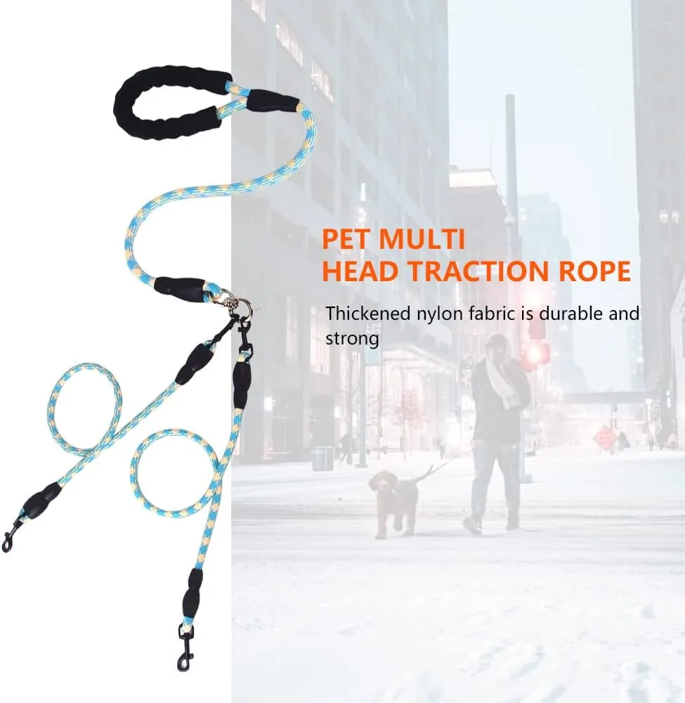 Dual Dog Leash,Comfortable Double Dog Leash with Reflective,360 Swivel No Tangle 2 Dog Training Leash,for Large Medium Small Dogs (Blue, Double Leashes)