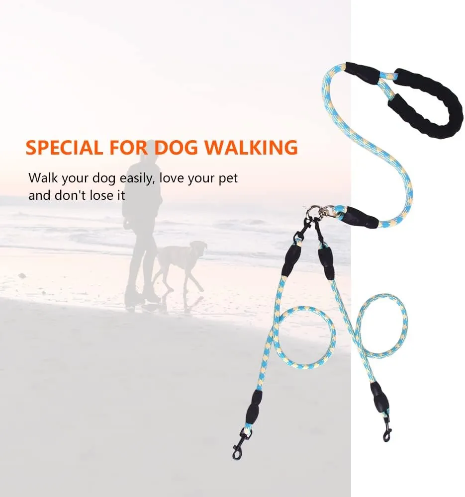Dual Dog Leash,Comfortable Double Dog Leash with Reflective,360 Swivel No Tangle 2 Dog Training Leash,for Large Medium Small Dogs (Blue, Double Leashes)