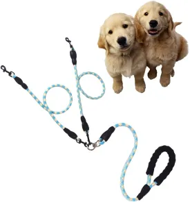 Dual Dog Leash,Comfortable Double Dog Leash with Reflective,360 Swivel No Tangle 2 Dog Training Leash,for Large Medium Small Dogs (Blue, Double Leashes)