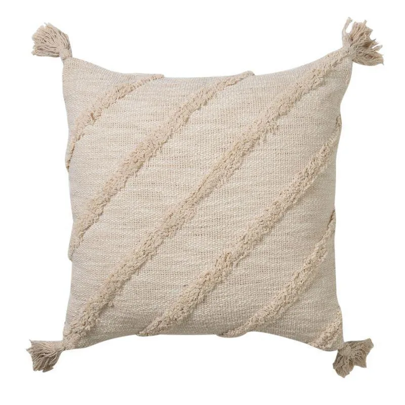 Ecru Embellished Cotton Cushion #2 - 45cm x 45cm
