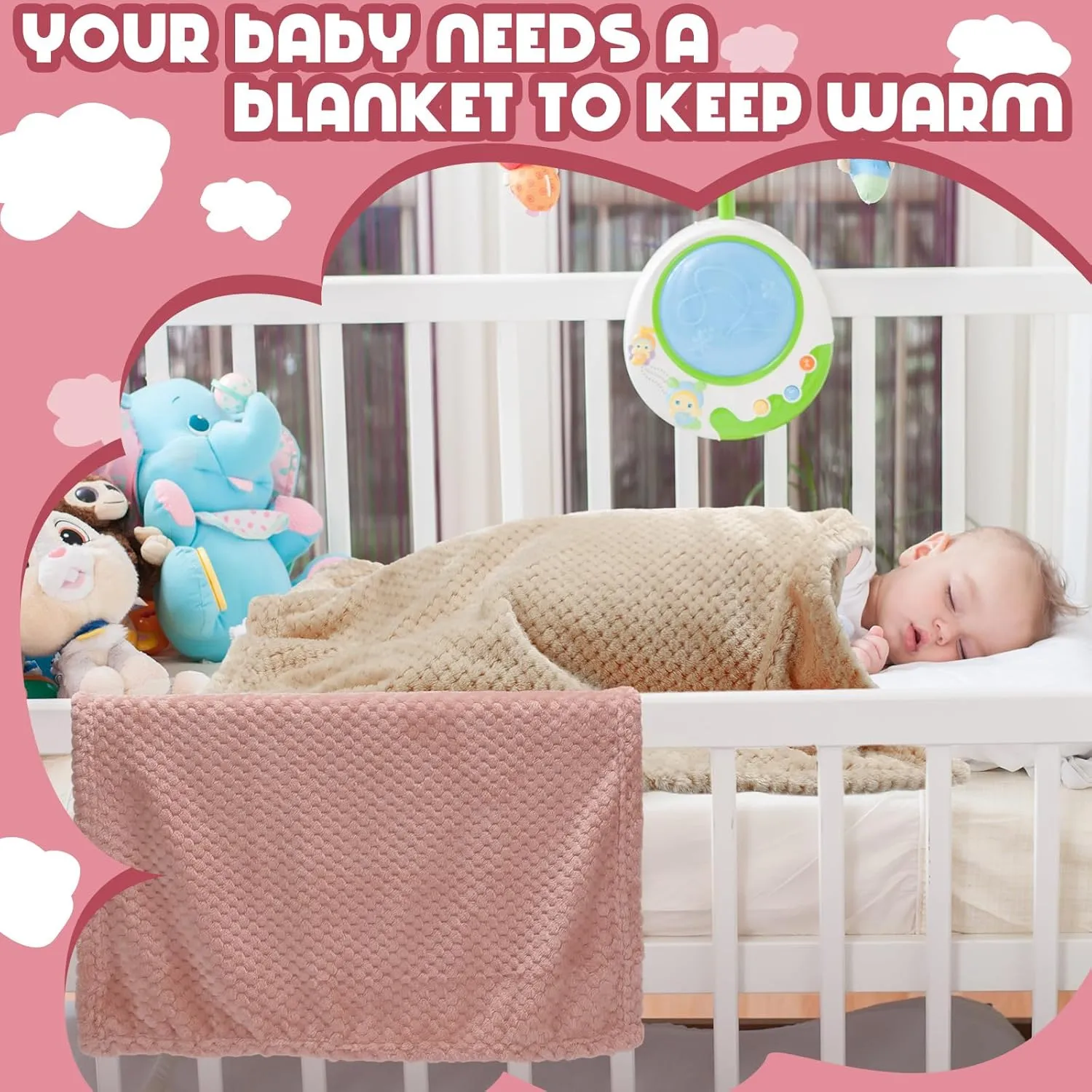 Frienda 4 Pcs Baby Fuzzy Blanket Fluffy Baby Blanket for Boys Girls Soft Warm Infant Newborn Toddler Receiving Nursery Bed Supplies, 32 x 24 Inch(Beige Brown Color)