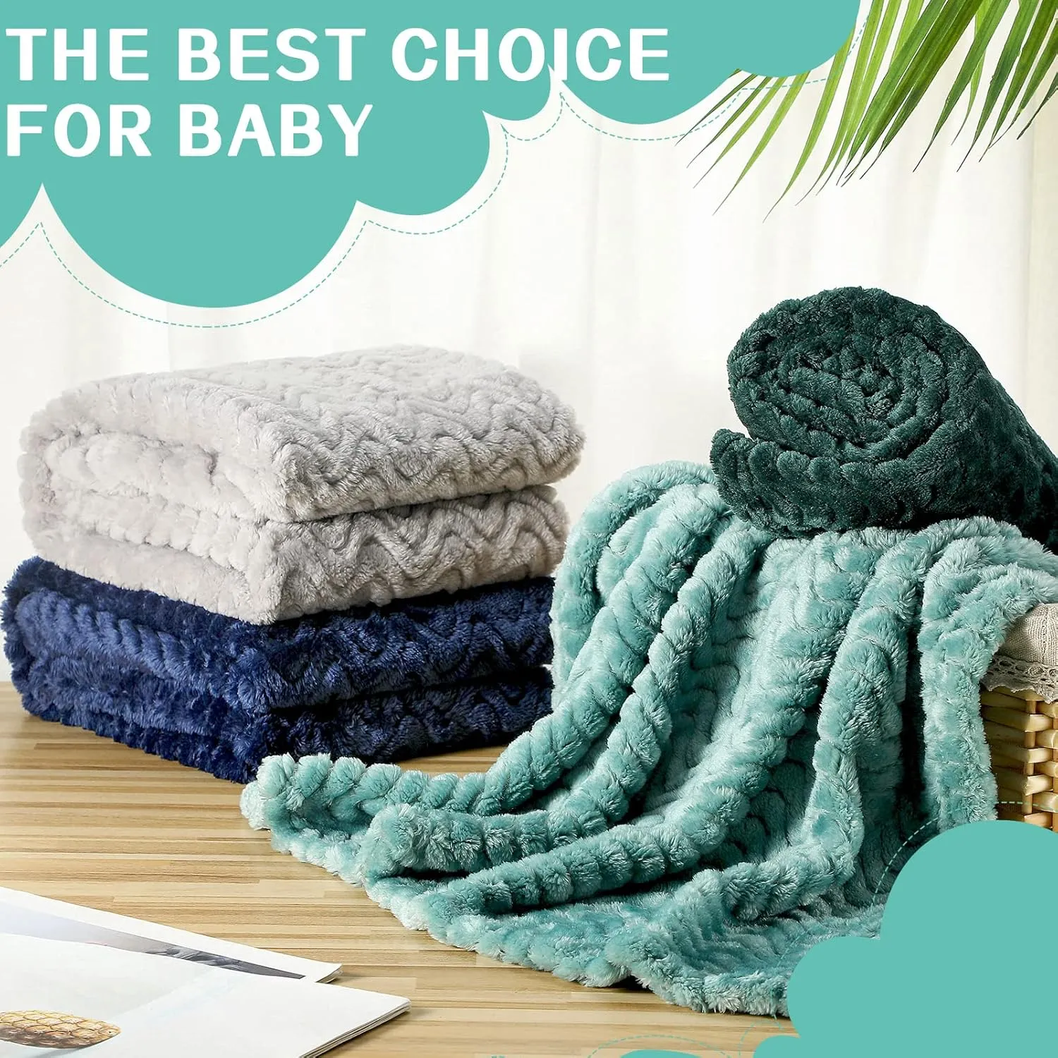 Frienda 4 Pcs Baby Fuzzy Blanket Fluffy Baby Blanket for Boys Girls Soft Warm Infant Newborn Toddler Receiving Nursery Bed Supplies, 32 x 24 Inch(Classic Color)