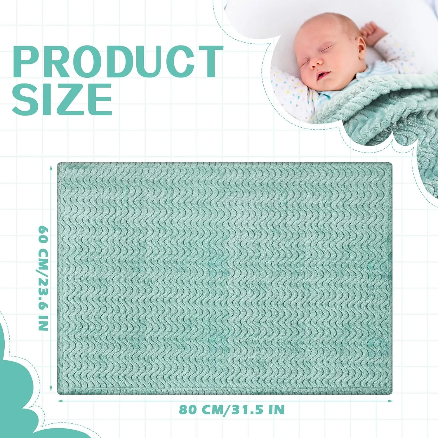 Frienda 4 Pcs Baby Fuzzy Blanket Fluffy Baby Blanket for Boys Girls Soft Warm Infant Newborn Toddler Receiving Nursery Bed Supplies, 32 x 24 Inch(Classic Color)
