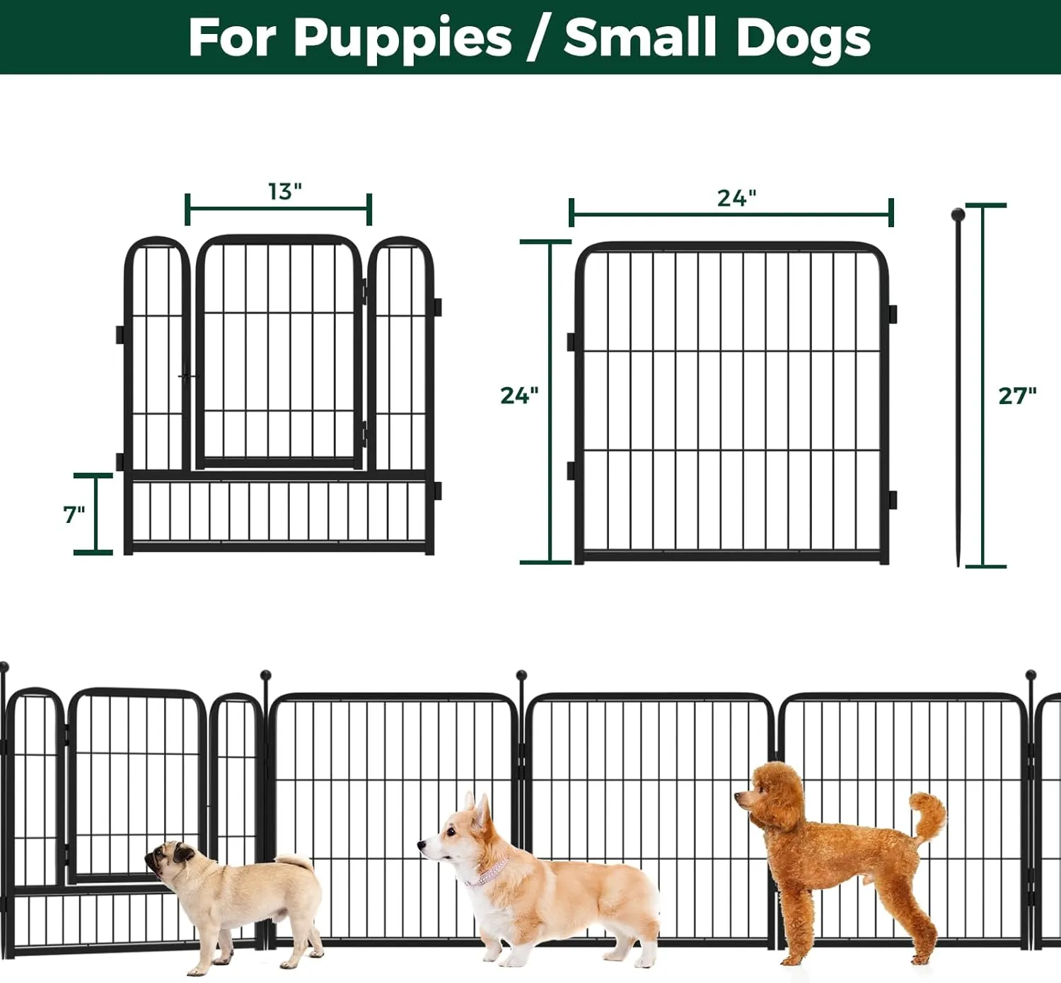 FXW Instant Dog Playpen, Portable Pet Fence for Outdoor, RV Trips, and Camping, 24inch, 16 Panels for Puppy and Small DogsPatented
