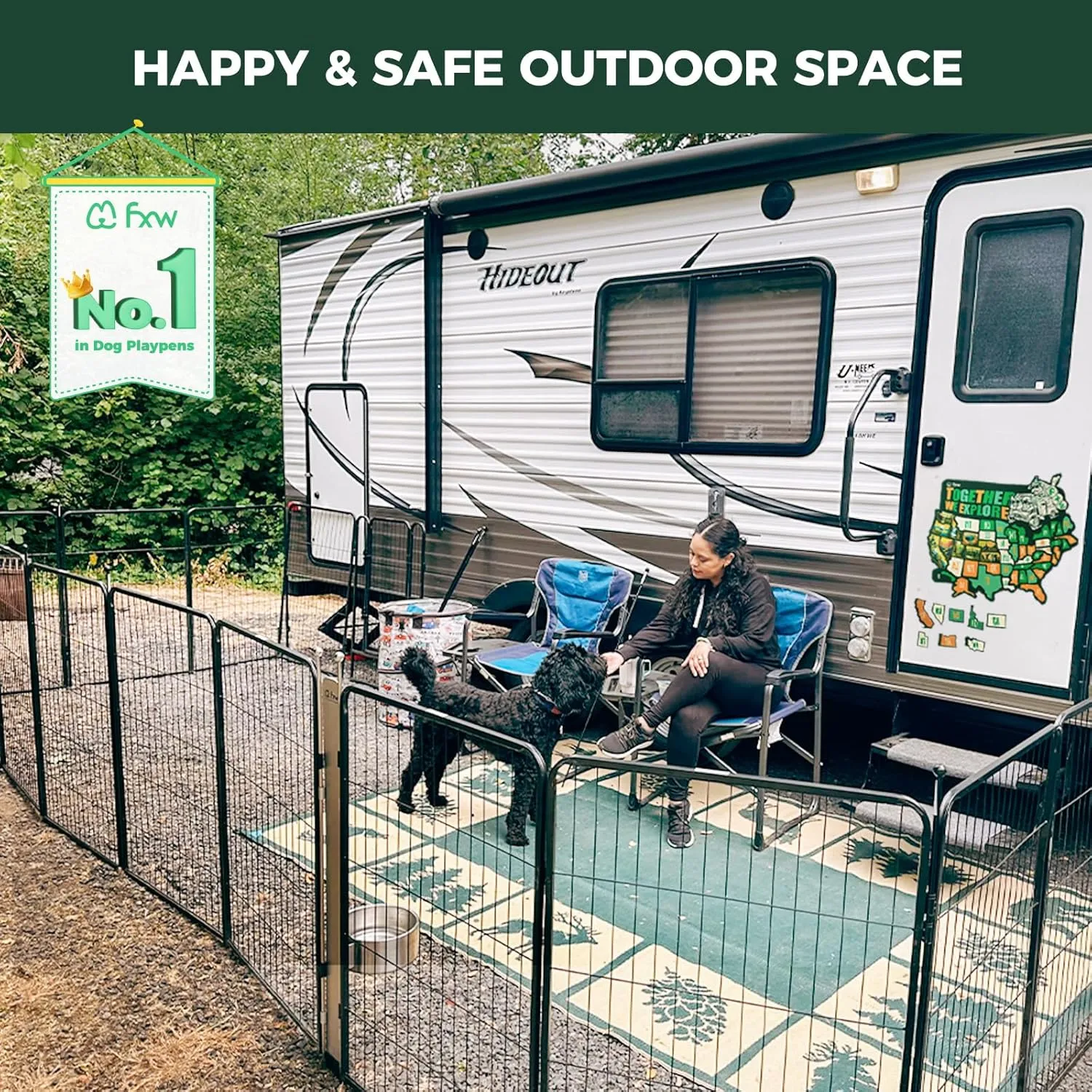 FXW Instant Dog Playpen, Portable Pet Fence for Outdoor, RV Trips, and Camping, 24inch, 16 Panels for Puppy and Small DogsPatented