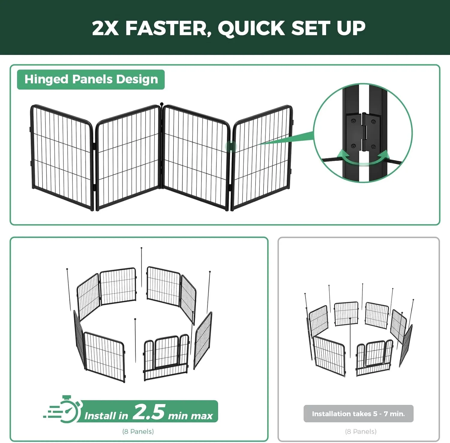 FXW Instant Dog Playpen, Portable Pet Fence for Outdoor, RV Trips, and Camping, 24inch, 16 Panels for Puppy and Small DogsPatented