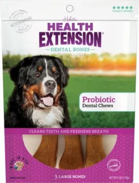 Health Extension Probiotic Bone-Shaped Dental Dog Chews - Large - 3 Pack
