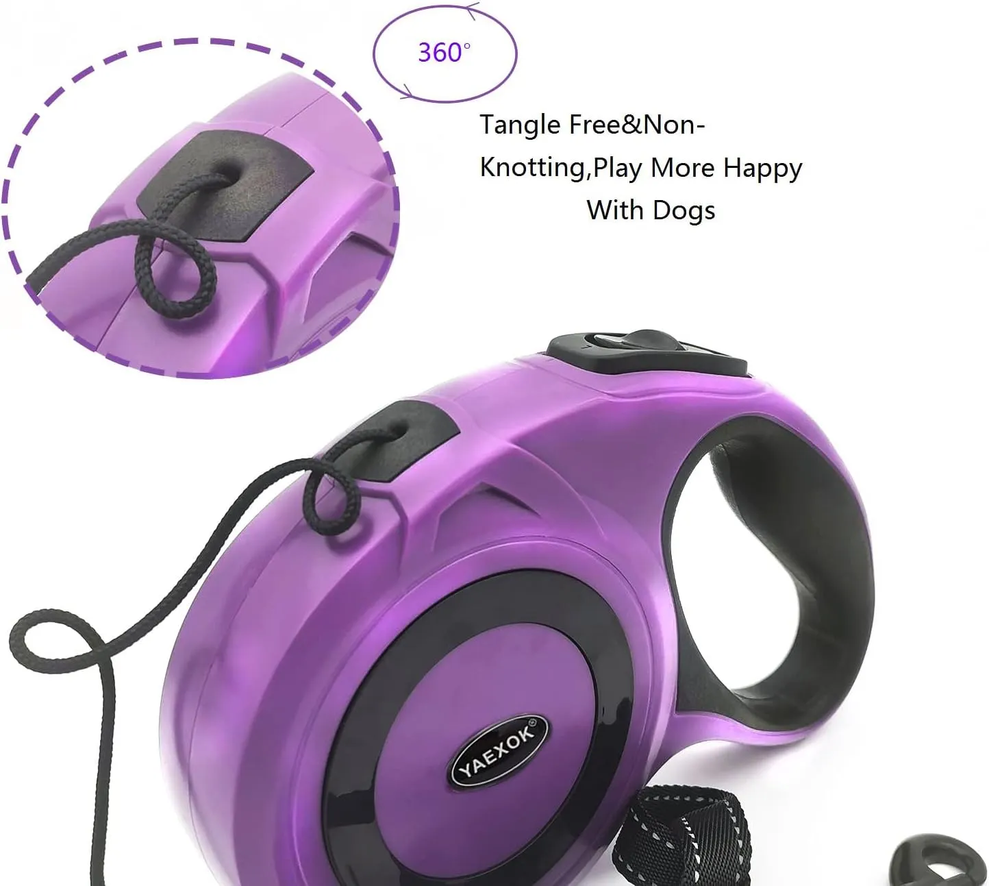 Heavy Duty Retractable Dog Leash 26ft,Pet Long Walking Leashes Leads for Small Medium Large Dogs Doggie Up to 110lbs (Purple)