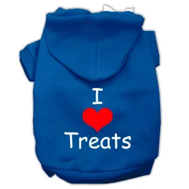 I Love Treats Screen Print Pet Hoodies Blue Size Med (12)
