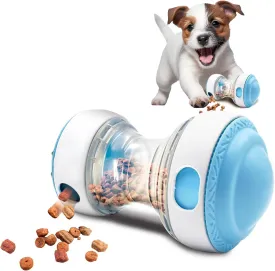 Interactive Roller Puzzle Dispenser Toy for Dogs, Interactive Chase Toys, Adjustable Dog Treat Dispensing Dog Toys, Improves Pets Digestion System Dog Chew Toys Pet Gift (Blue and White)