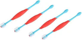 Kisangel 4pcs Dual-Head Pet Toothbrush Ergonomic Dog Tooth Cleaner for Puppies and Cats for Various Mouth Shapes Comprehensive Oral Care for Pets