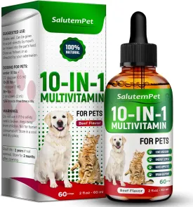 Liquid Multivitamin for Dogs - Multivitamin for Cats - Dog Vitamins and Supplements - Beef Flavor, 2 fl.oz