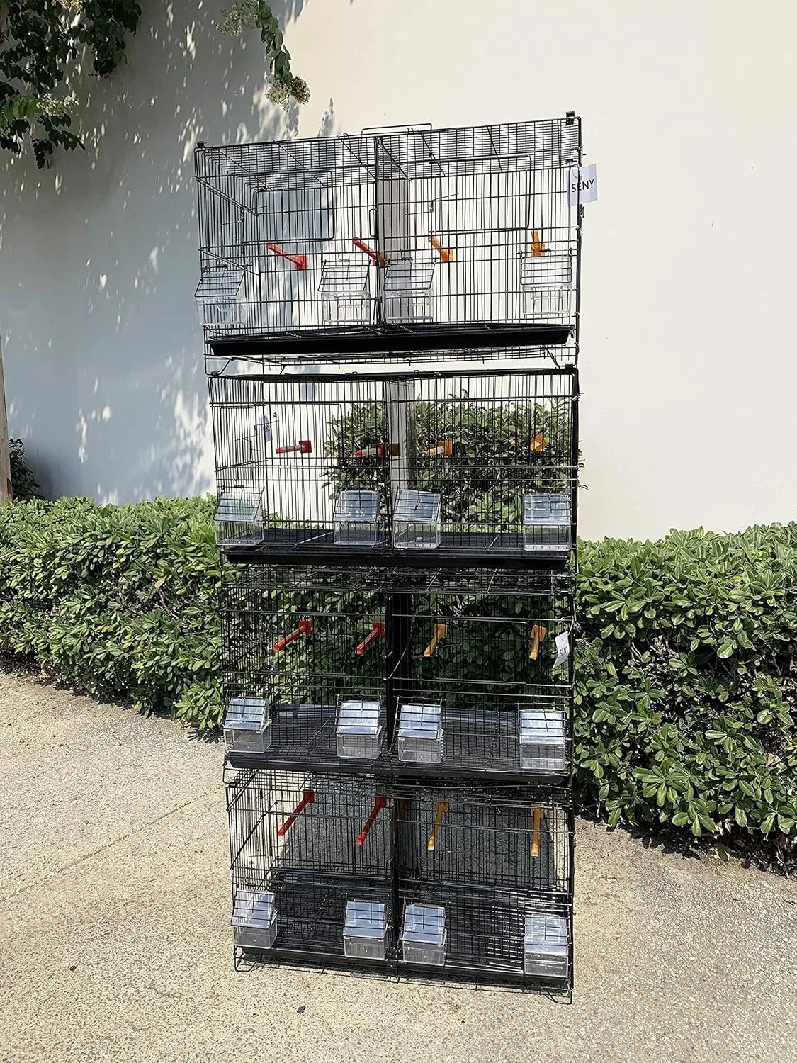 Lot of 4 Stackable Breeding Bird Cage for Canary Finch Small Birds (Black)