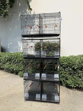 Lot of 4 Stackable Breeding Bird Cage for Canary Finch Small Birds (Black)
