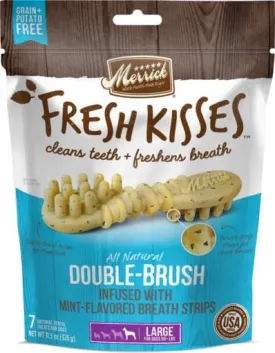 Merrick Fresh Kisses Mint Breath Strips Large Brush Dog Dental Chews - 7 Count - 11.5 Oz